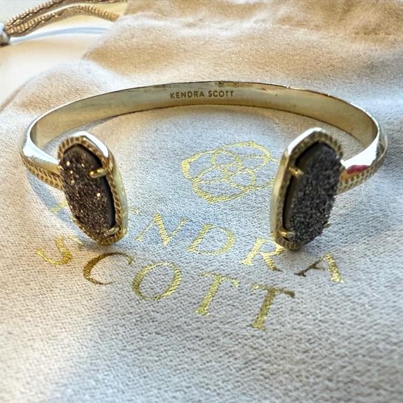 KENDRA SCOTT Elton Cuff Bracelet in Gold Platinum Drusy w/ Jewelry Pouch - Picture 5 of 9